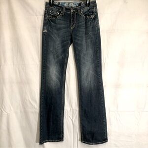 Adikto mid-rise bootcut jeans with silver beaded embellishments. Like new.